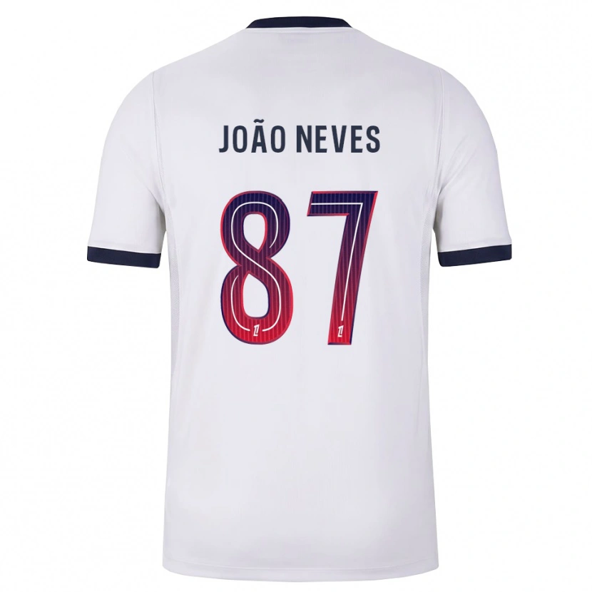 Danxen Kobiety João Neves #87 Biały Czarny Czerwony Wyjazdowa Koszulka 2026/27 Koszulki Klubowe