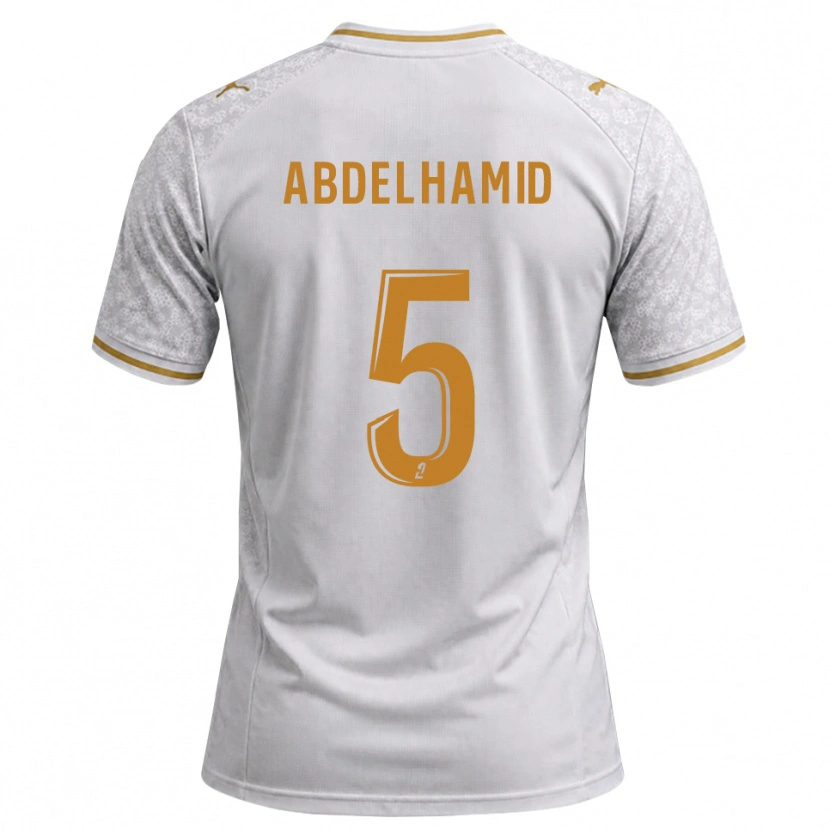 Danxen Kobiety Yunis Abdelhamid #5 Biały Szary Złoty Wyjazdowa Koszulka 2026/27 Koszulki Klubowe