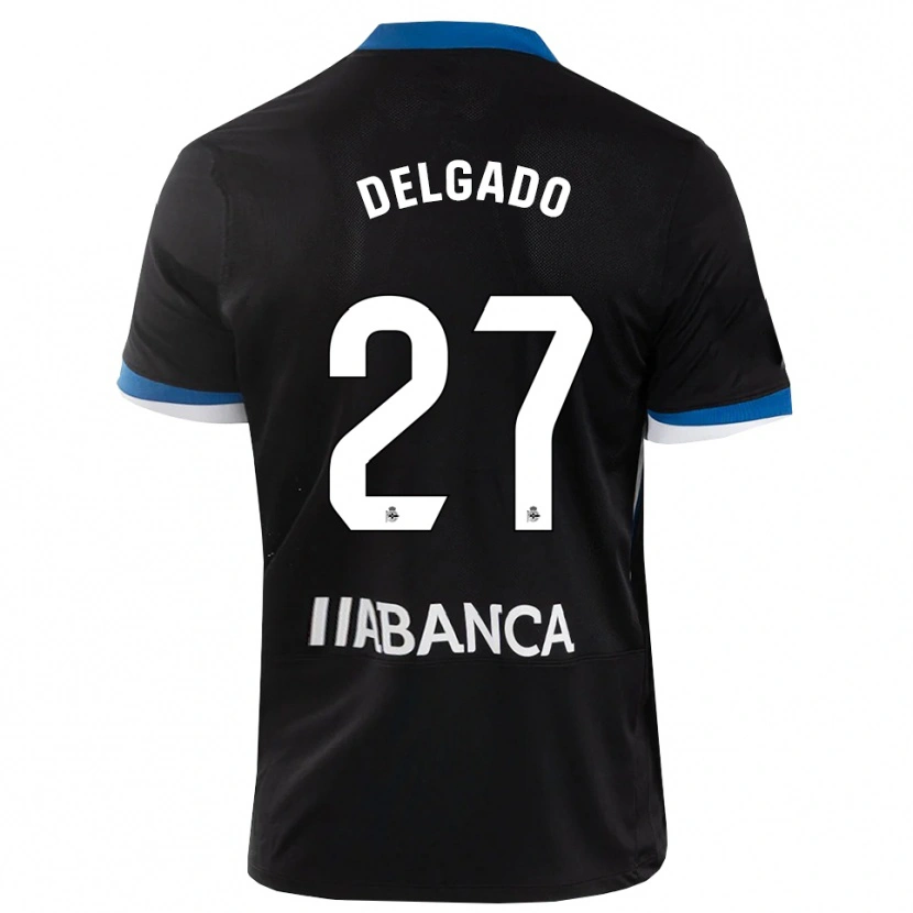 Danxen Kobiety Álex Delgado #27 Czarny Niebieski Biały Wyjazdowa Koszulka 2026/27 Koszulki Klubowe