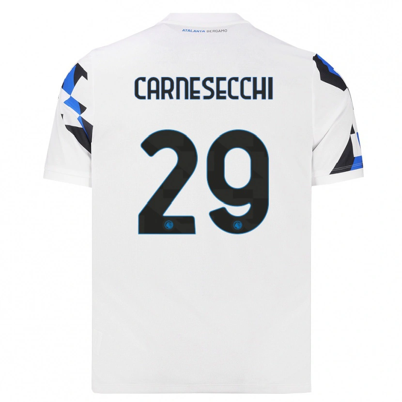Danxen Kobiety Marco Carnesecchi #29 Biały Czerwony Niebieski Wyjazdowa Koszulka 2026/27 Koszulki Klubowe