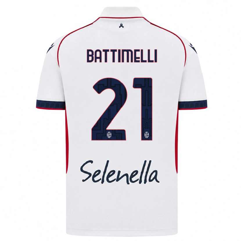 Danxen Kobiety Giuseppe Battimelli #21 Biały Czerwony Królewski Niebieski Wyjazdowa Koszulka 2026/27 Koszulki Klubowe