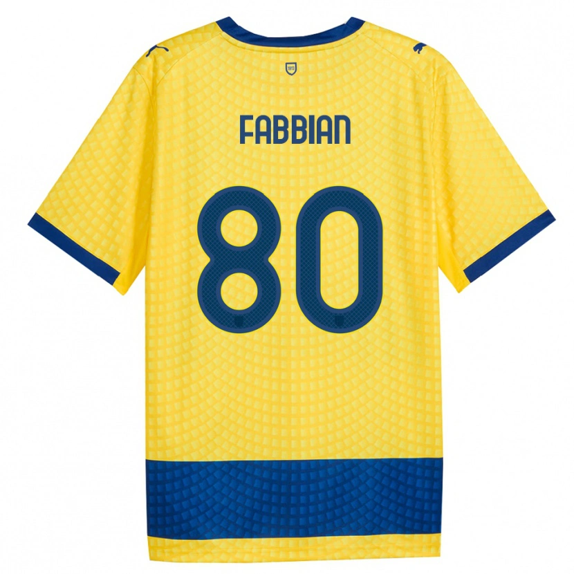 Danxen Dzieci Giovanni Fabbian #80 Żółty Niebieski Czarny Wyjazdowa Koszulka 2026/27 Koszulki Klubowe