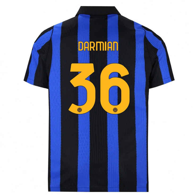 Danxen Dzieci Matteo Darmian #36 Czarny Niebieski Żółty Domowa Koszulka 2026/27 Koszulki Klubowe