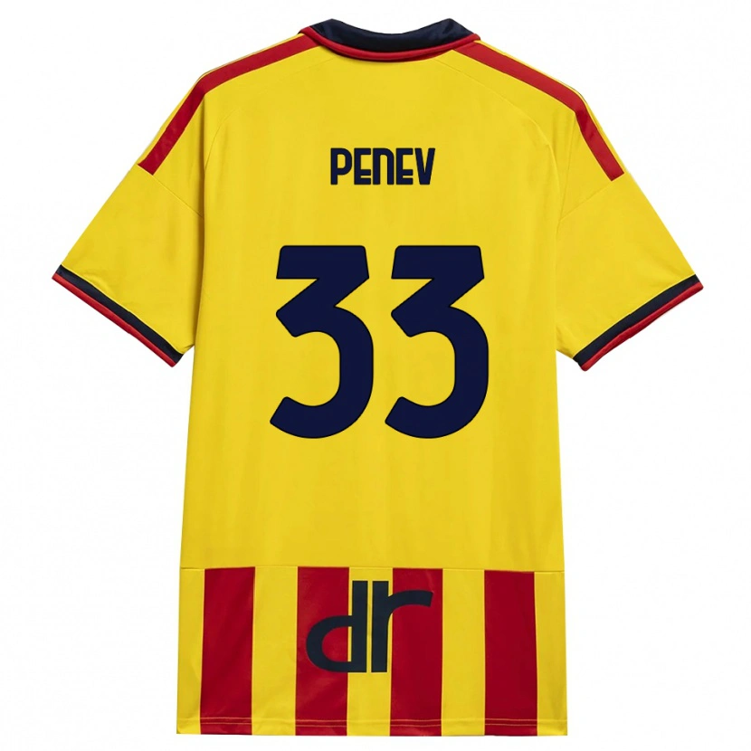 Danxen Dzieci Plamen Penev #33 Żółty Czerwony Domowa Koszulka 2026/27 Koszulki Klubowe