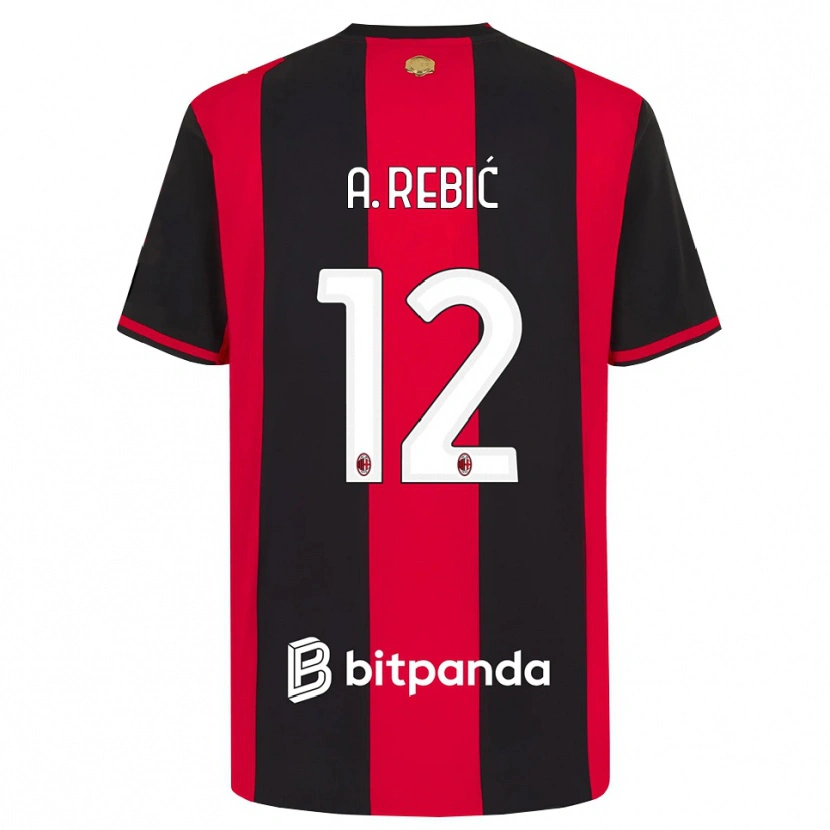 Danxen Dzieci Ante Rebic #12 Czerwony Czarny Biały Domowa Koszulka 2026/27 Koszulki Klubowe