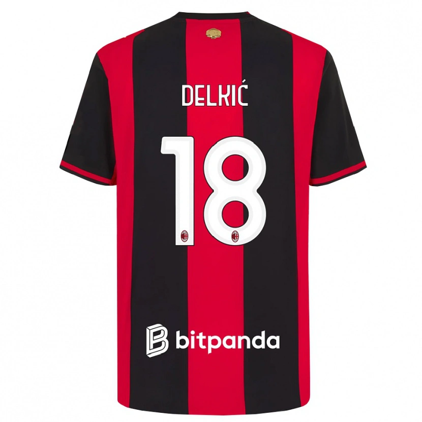 Danxen Dzieci Dino Delkić #18 Czerwony Czarny Biały Domowa Koszulka 2026/27 Koszulki Klubowe