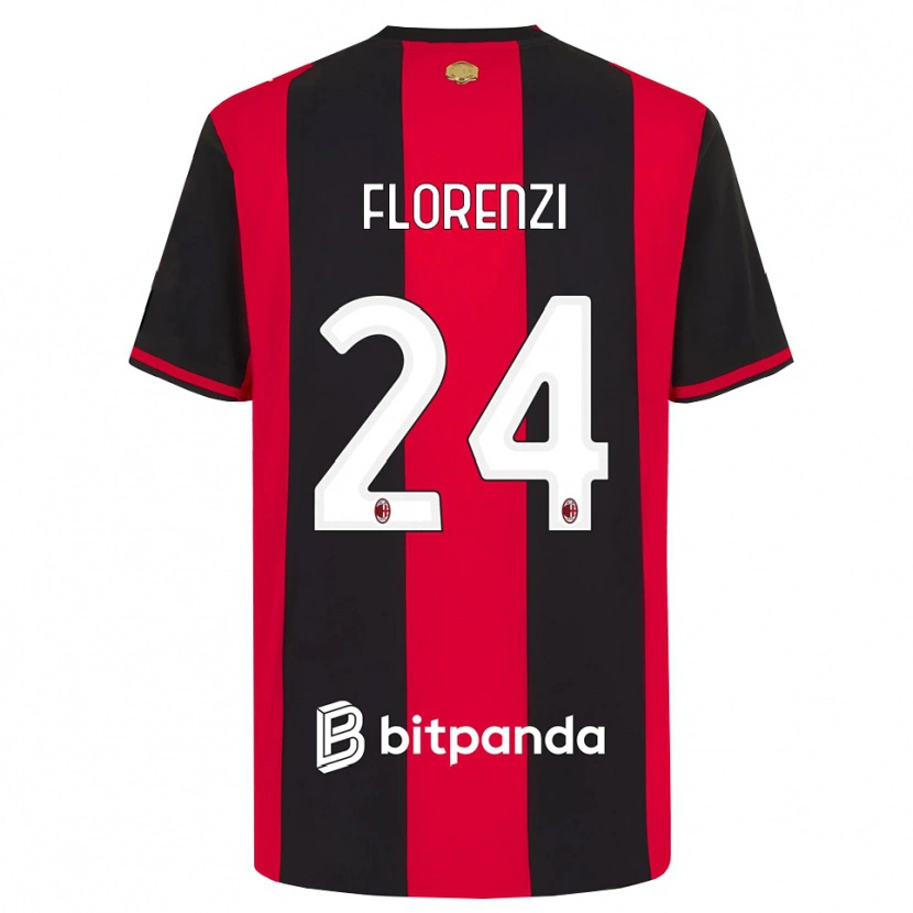 Danxen Dzieci Alessandro Florenzi #24 Czerwony Czarny Biały Domowa Koszulka 2026/27 Koszulki Klubowe