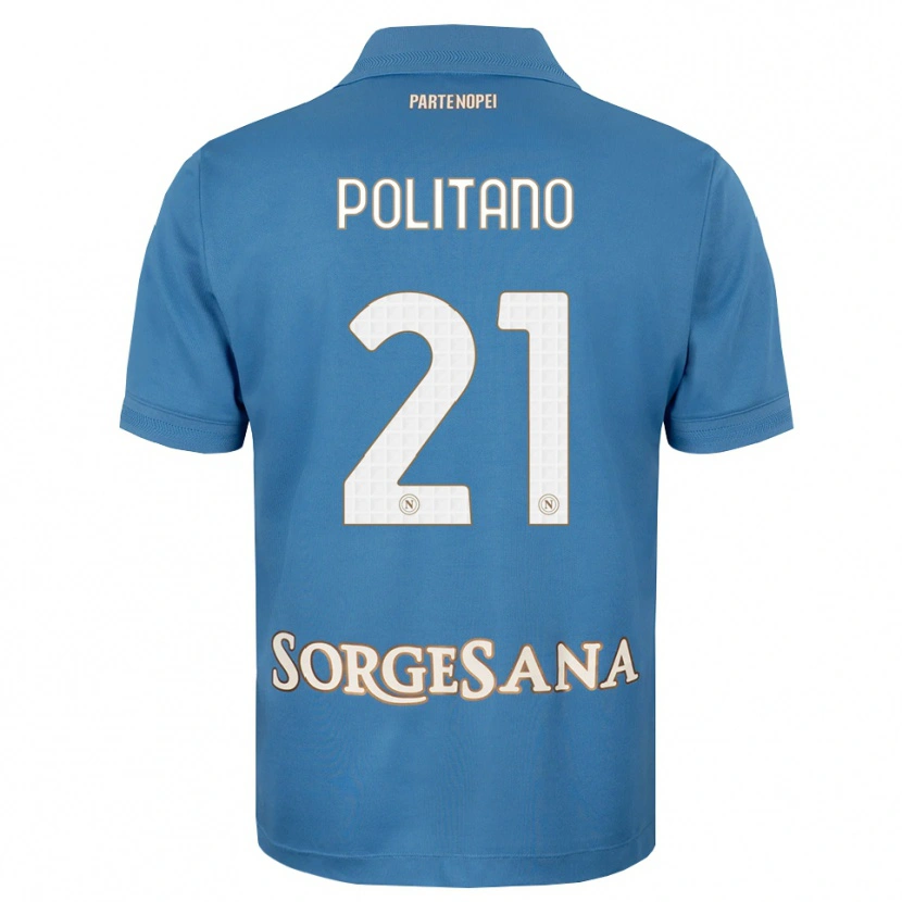 Danxen Dzieci Matteo Politano #21 Niebieski Mglisty Biały Domowa Koszulka 2026/27 Koszulki Klubowe