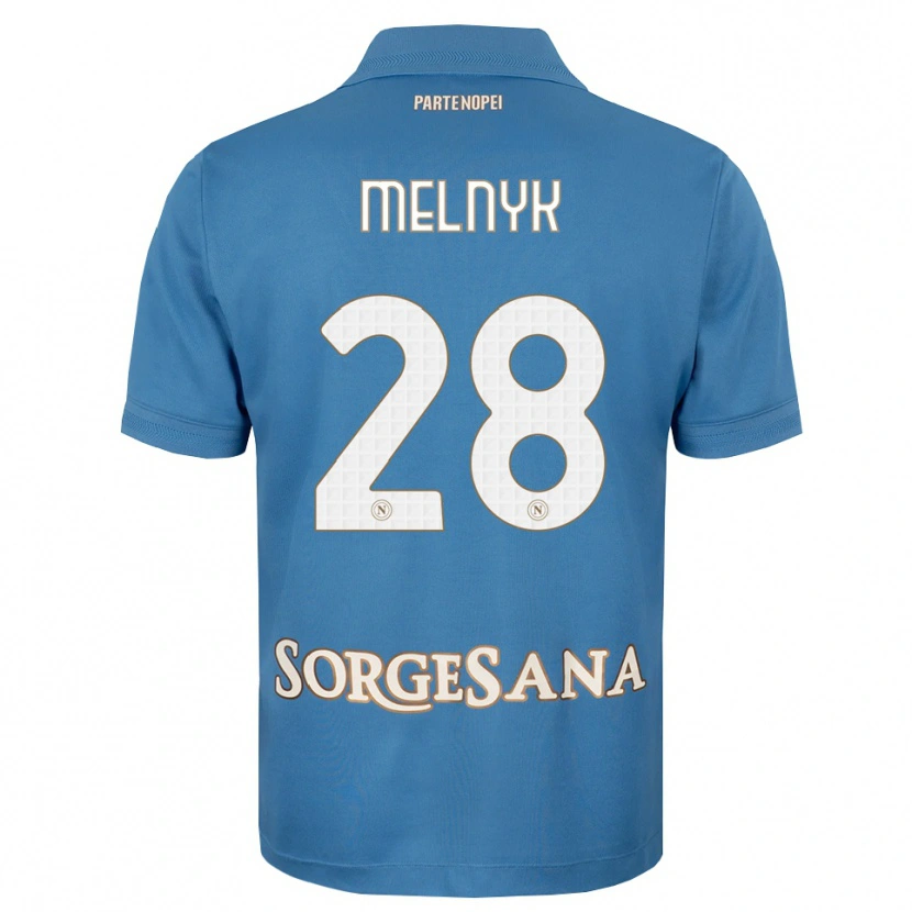 Danxen Dzieci Mykyta Melnyk #28 Niebieski Mglisty Biały Domowa Koszulka 2026/27 Koszulki Klubowe