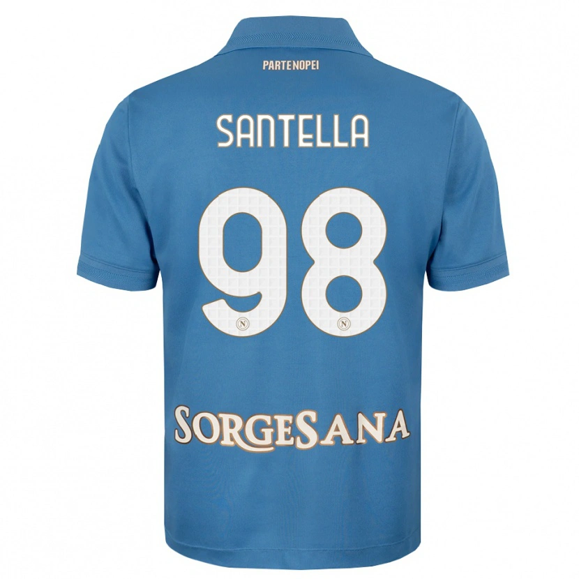 Danxen Dzieci Alessandro Santella #98 Niebieski Mglisty Biały Domowa Koszulka 2026/27 Koszulki Klubowe