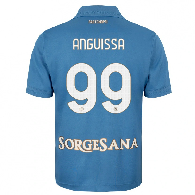 Danxen Dzieci Frank Anguissa #99 Niebieski Mglisty Biały Domowa Koszulka 2026/27 Koszulki Klubowe