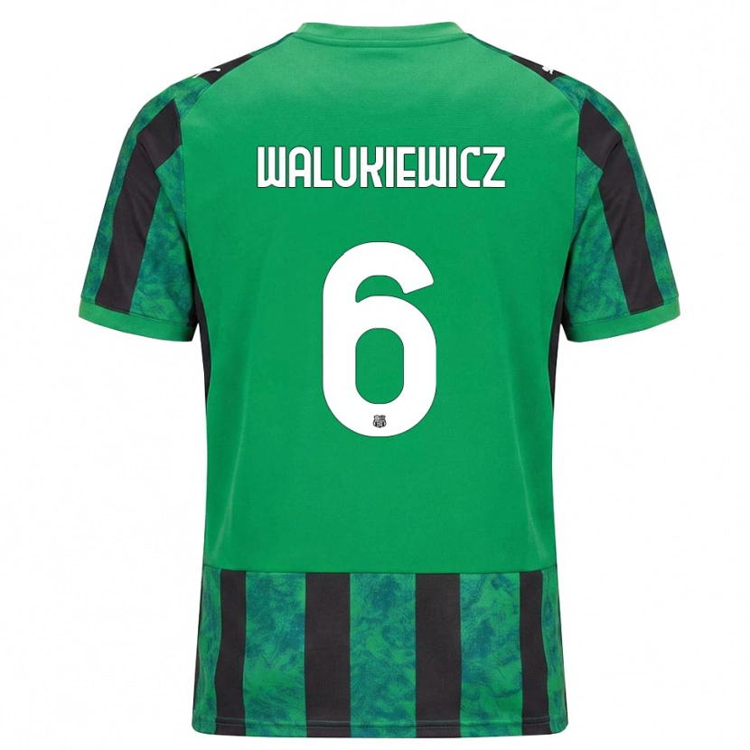 Danxen Dzieci Sebastian Walukiewicz #6 Zielony Czarny Biały Domowa Koszulka 2026/27 Koszulki Klubowe