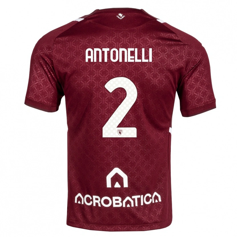 Danxen Dzieci Moise Antonelli #2 Bordowy Biały Domowa Koszulka 2026/27 Koszulki Klubowe