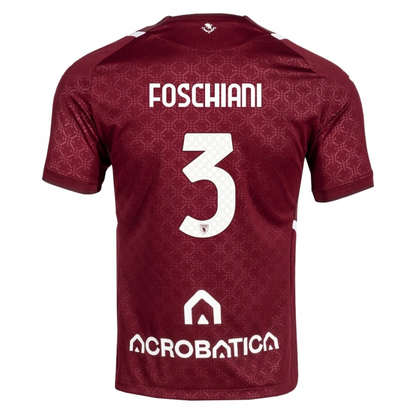 Danxen Dzieci Francesco Foschiani #3 Bordowy Biały Domowa Koszulka 2026/27 Koszulki Klubowe
