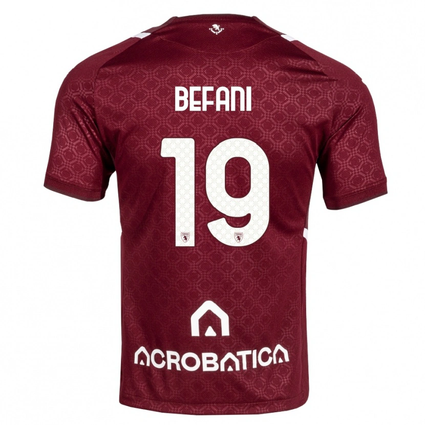 Danxen Dzieci Lorenzo Befani #19 Bordowy Biały Domowa Koszulka 2026/27 Koszulki Klubowe