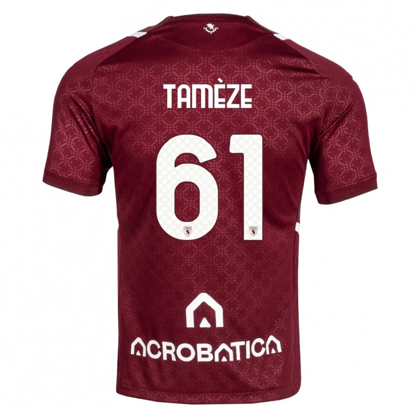 Danxen Dzieci Adrien Tamèze #61 Bordowy Biały Domowa Koszulka 2026/27 Koszulki Klubowe