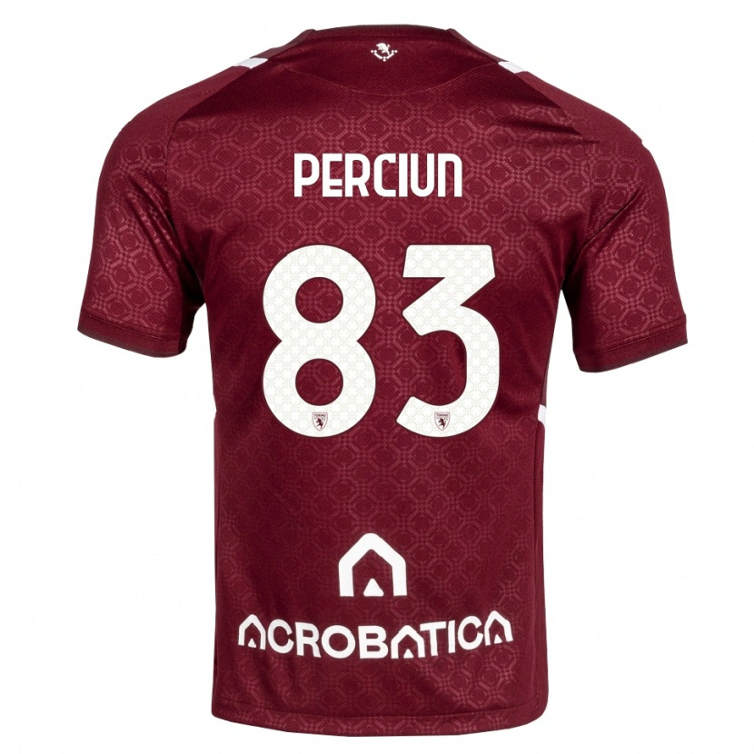 Danxen Dzieci Sergiu Perciun #83 Bordowy Biały Domowa Koszulka 2026/27 Koszulki Klubowe