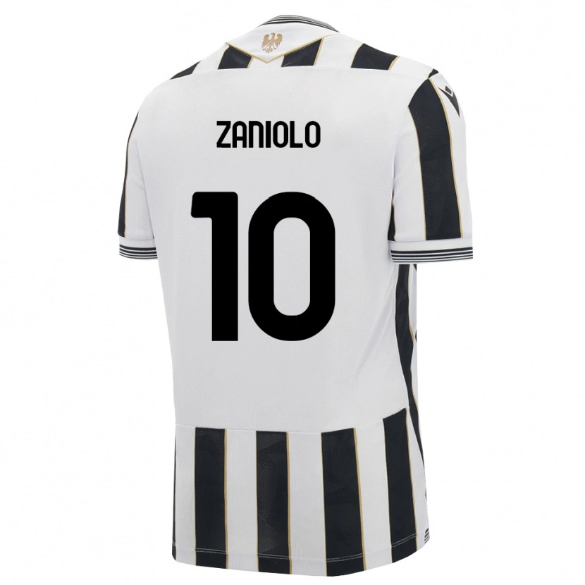 Danxen Dzieci Nicolò Zaniolo #10 Czarny Biały Różowy Domowa Koszulka 2026/27 Koszulki Klubowe