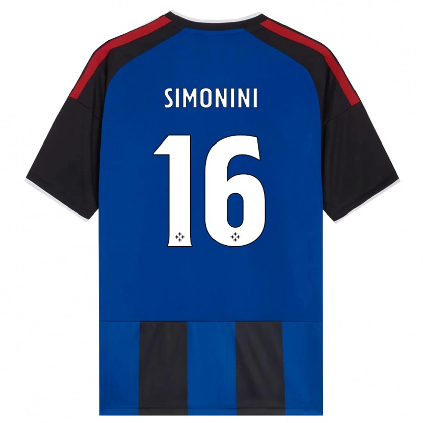 Danxen Dzieci Nicolò Simonini #16 Czarny Czerwony Biały Niebieski Domowa Koszulka 2026/27 Koszulki Klubowe