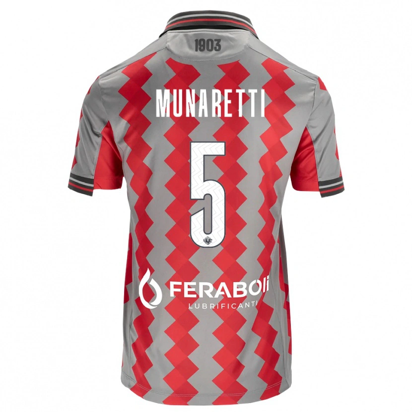 Danxen Dzieci Luca Munaretti #5 Szary Czerwony Biały Domowa Koszulka 2026/27 Koszulki Klubowe