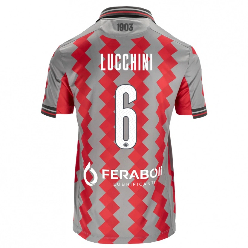 Danxen Dzieci Matteo Lucchini #6 Szary Czerwony Biały Domowa Koszulka 2026/27 Koszulki Klubowe