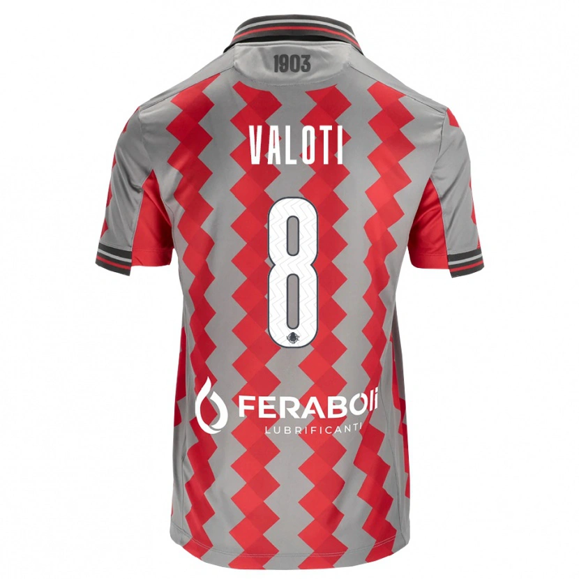 Danxen Dzieci Mattia Valoti #8 Szary Czerwony Biały Domowa Koszulka 2026/27 Koszulki Klubowe