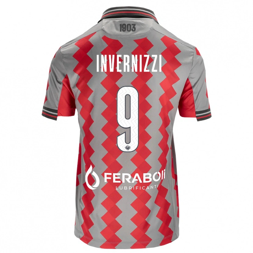 Danxen Dzieci Leonardo Invernizzi #9 Szary Czerwony Biały Domowa Koszulka 2026/27 Koszulki Klubowe