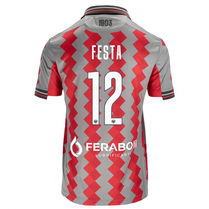 Danxen Dzieci Marco Festa #12 Szary Czerwony Biały Domowa Koszulka 2026/27 Koszulki Klubowe