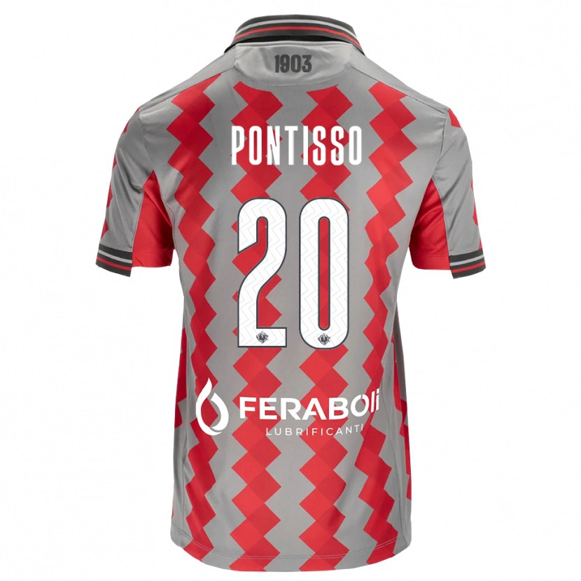 Danxen Dzieci Simone Pontisso #20 Szary Czerwony Biały Domowa Koszulka 2026/27 Koszulki Klubowe