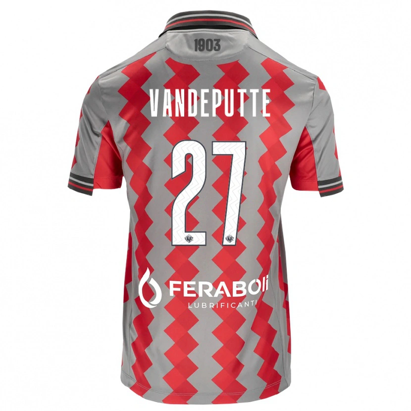 Danxen Dzieci Jari Vandeputte #27 Szary Czerwony Biały Domowa Koszulka 2026/27 Koszulki Klubowe