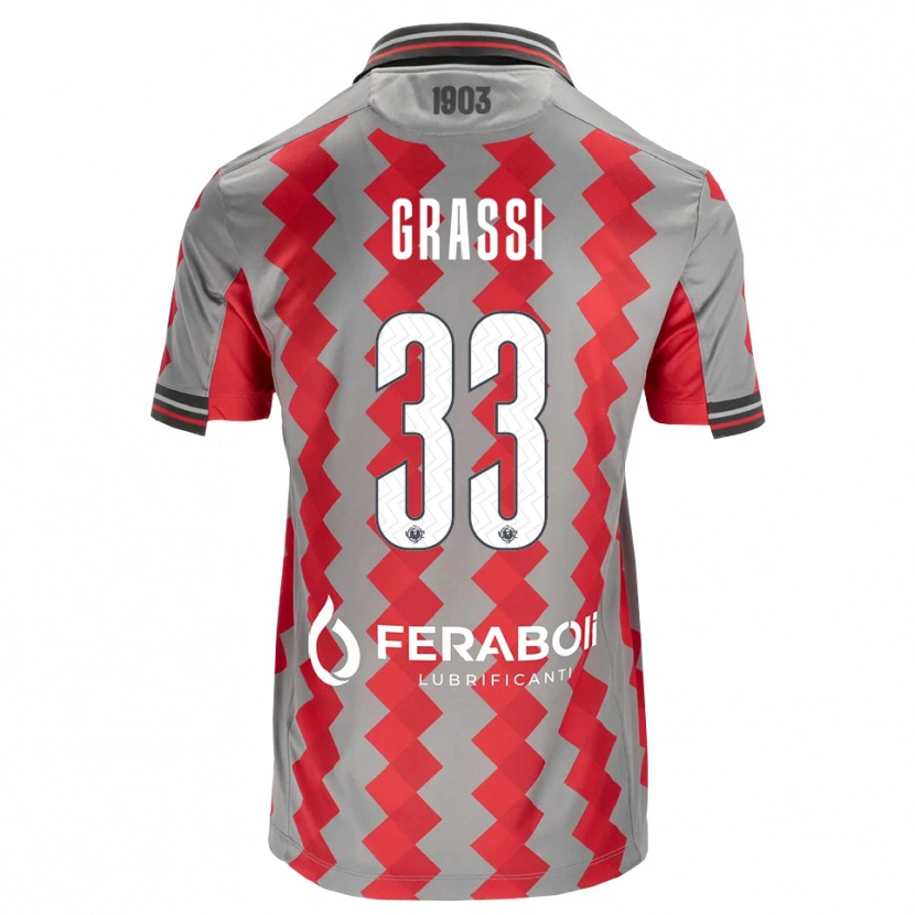 Danxen Dzieci Alberto Grassi #33 Szary Czerwony Biały Domowa Koszulka 2026/27 Koszulki Klubowe