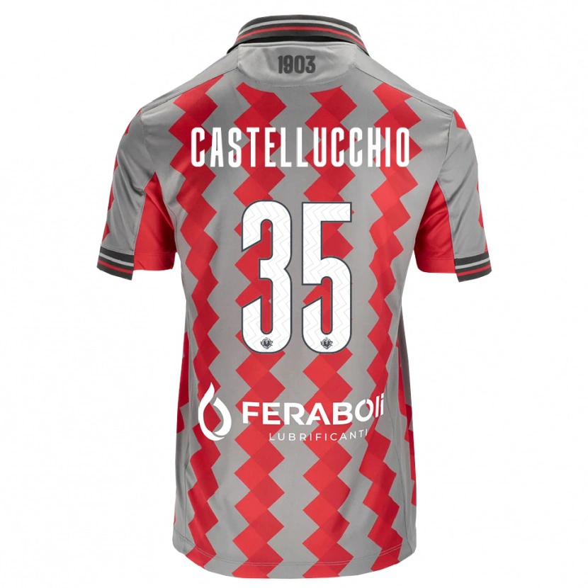 Danxen Dzieci Gabriele Castellucchio #35 Szary Czerwony Biały Domowa Koszulka 2026/27 Koszulki Klubowe