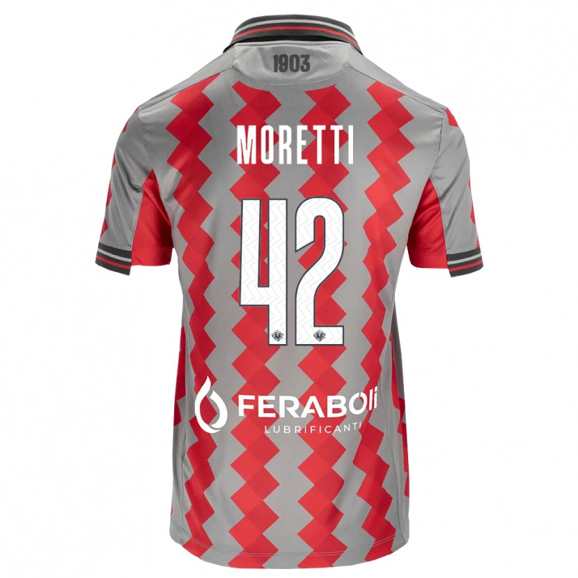 Danxen Dzieci Lorenzo Moretti #42 Szary Czerwony Biały Domowa Koszulka 2026/27 Koszulki Klubowe