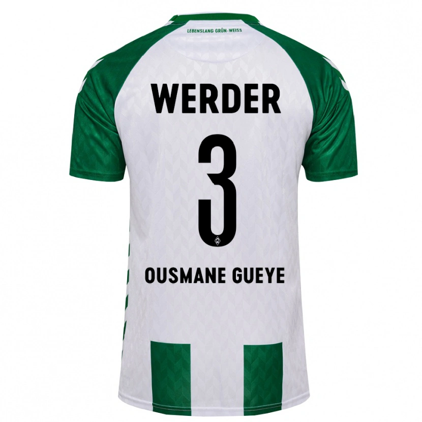 Danxen Dzieci Papa Ousmane Gueye #3 Zielony Biały Domowa Koszulka 2026/27 Koszulki Klubowe