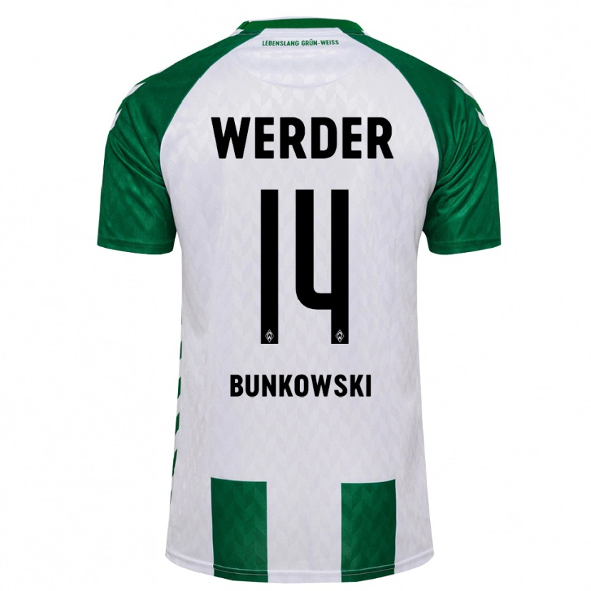 Danxen Dzieci Paul Bunkowski #14 Zielony Biały Domowa Koszulka 2026/27 Koszulki Klubowe