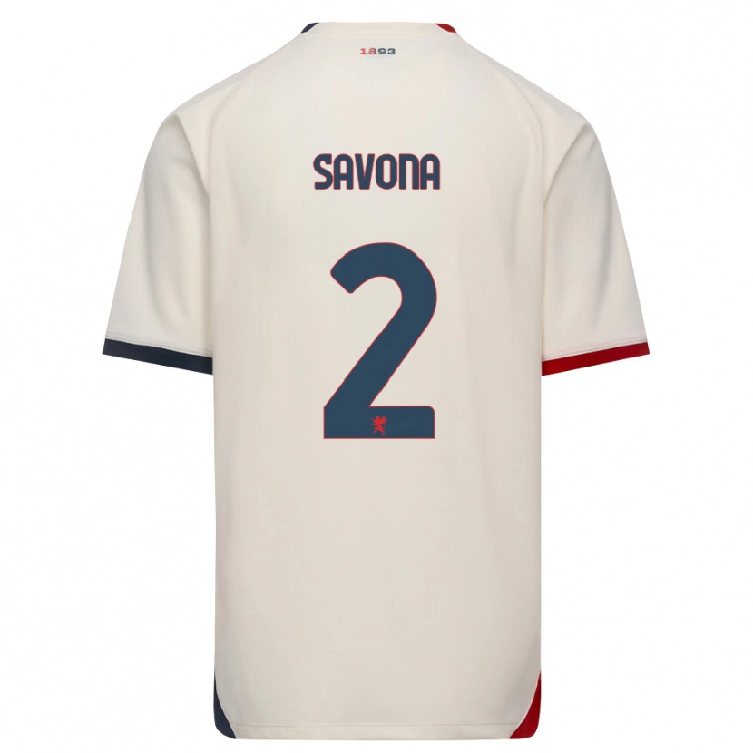 Danxen Dzieci Giuseppe Savona #2 Białawy Czerwony Wyjazdowa Koszulka 2026/27 Koszulki Klubowe
