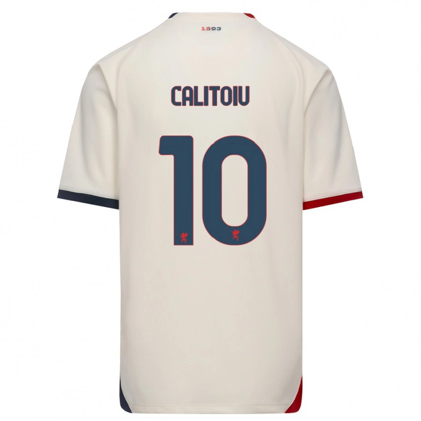 Danxen Dzieci Mihai Calițoiu #10 Białawy Czerwony Wyjazdowa Koszulka 2026/27 Koszulki Klubowe