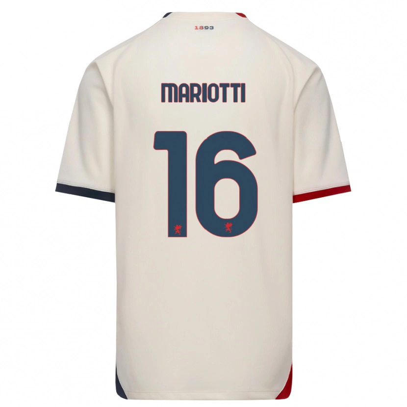 Danxen Dzieci Andrea Mariotti #16 Białawy Czerwony Wyjazdowa Koszulka 2026/27 Koszulki Klubowe