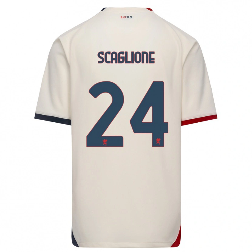 Danxen Dzieci Roberto Scaglione #24 Białawy Czerwony Wyjazdowa Koszulka 2026/27 Koszulki Klubowe