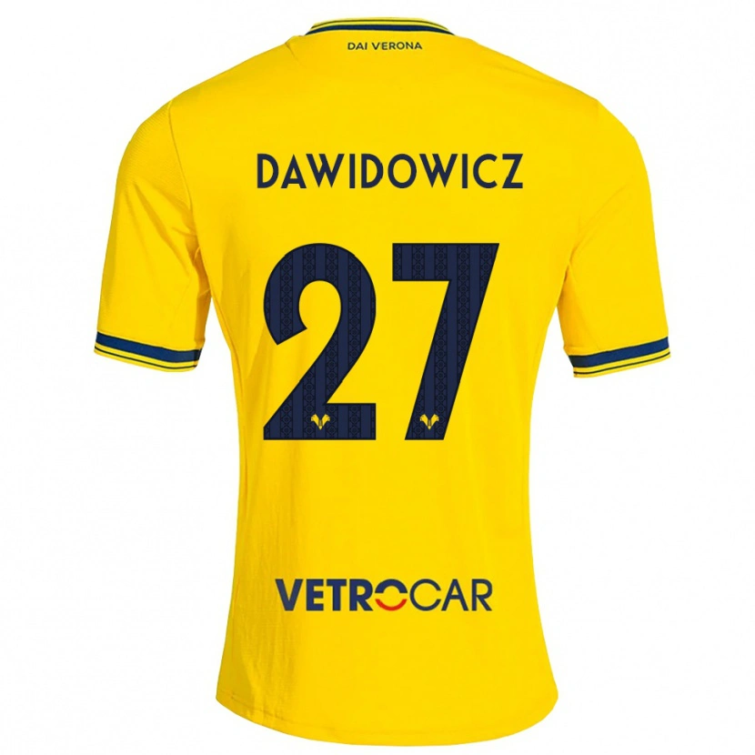 Danxen Dzieci Pawel Dawidowicz #27 Żółty Czerwony Wyjazdowa Koszulka 2026/27 Koszulki Klubowe