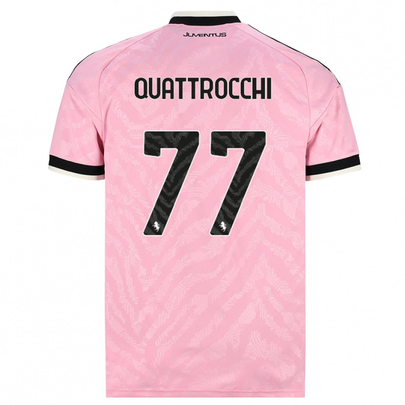 Danxen Dzieci Juan Ignacio Quattrocchi #77 Różowy Czarny Wyjazdowa Koszulka 2026/27 Koszulki Klubowe