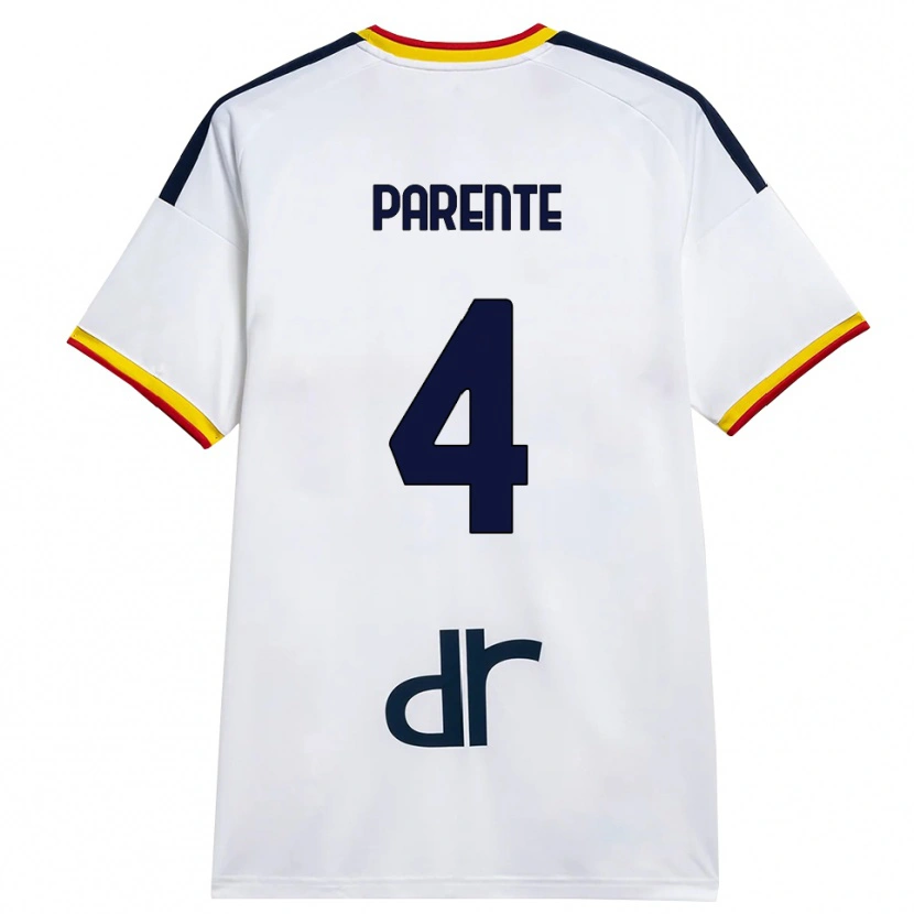 Danxen Dzieci Francesco Parente #4 Biały Żółty Czerwony Wyjazdowa Koszulka 2026/27 Koszulki Klubowe