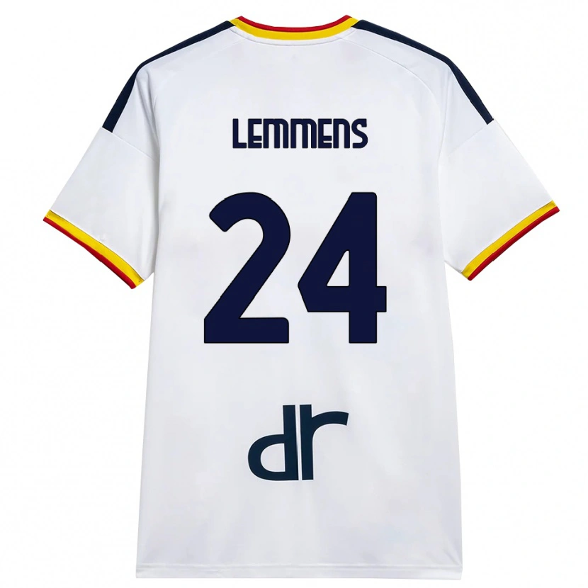 Danxen Dzieci Mats Lemmens #24 Biały Żółty Czerwony Wyjazdowa Koszulka 2026/27 Koszulki Klubowe