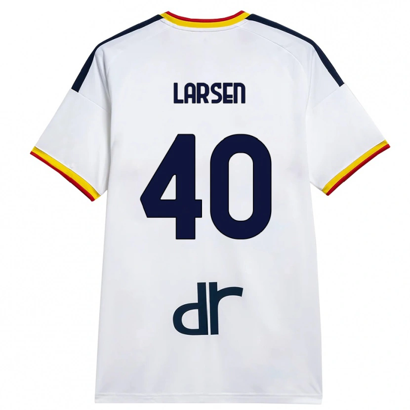 Danxen Dzieci Emil Larsen #40 Biały Żółty Czerwony Wyjazdowa Koszulka 2026/27 Koszulki Klubowe