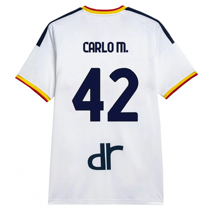 Danxen Dzieci Carlo Mariano #42 Biały Żółty Czerwony Wyjazdowa Koszulka 2026/27 Koszulki Klubowe