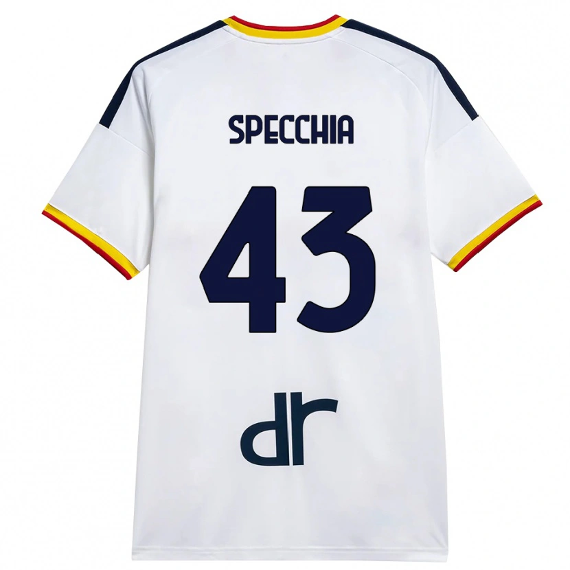 Danxen Dzieci Marco Specchia #43 Biały Żółty Czerwony Wyjazdowa Koszulka 2026/27 Koszulki Klubowe