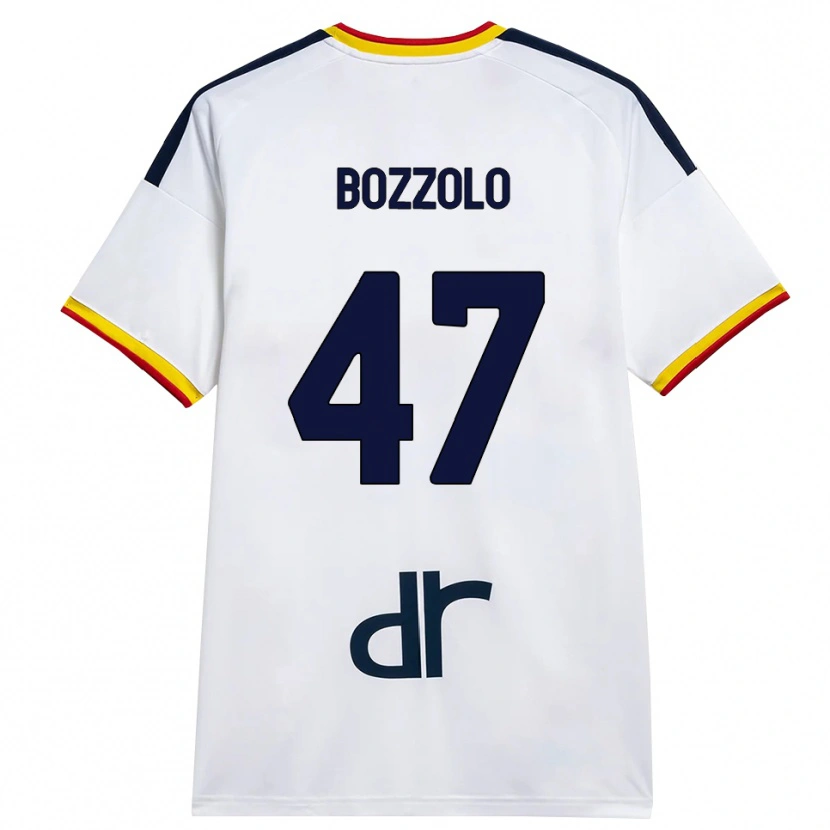 Danxen Dzieci Alessandro Bozzolo #47 Biały Żółty Czerwony Wyjazdowa Koszulka 2026/27 Koszulki Klubowe