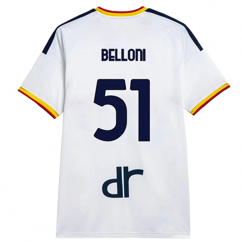 Danxen Dzieci Giacomo Belloni #51 Biały Żółty Czerwony Wyjazdowa Koszulka 2026/27 Koszulki Klubowe