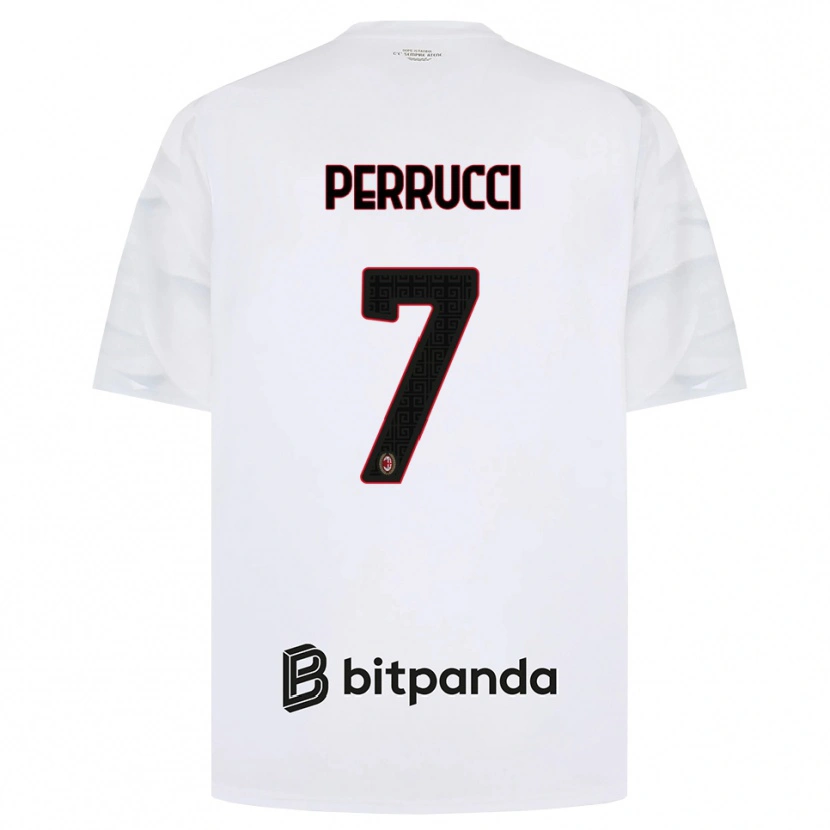 Danxen Dzieci Vincenzo Perrucci #7 Biały Czerwony Czarny Wyjazdowa Koszulka 2026/27 Koszulki Klubowe