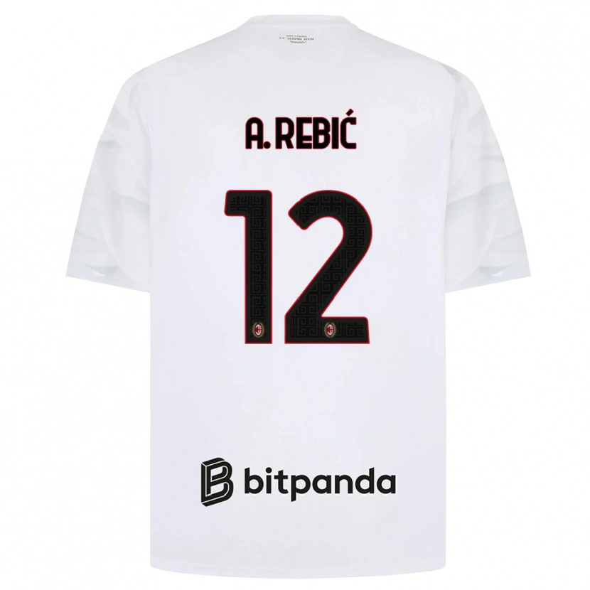 Danxen Dzieci Ante Rebic #12 Biały Czerwony Czarny Wyjazdowa Koszulka 2026/27 Koszulki Klubowe